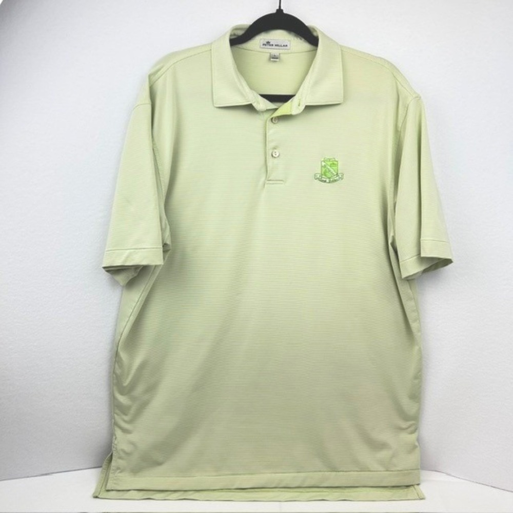Peter Millar Riviera Country Club Golf Polo Shirt Lime Green Stripe L